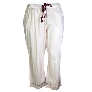 Lands End Womens 2X Pink Cotton Pajama Pants Wide Leg Drawstring Sleepwear